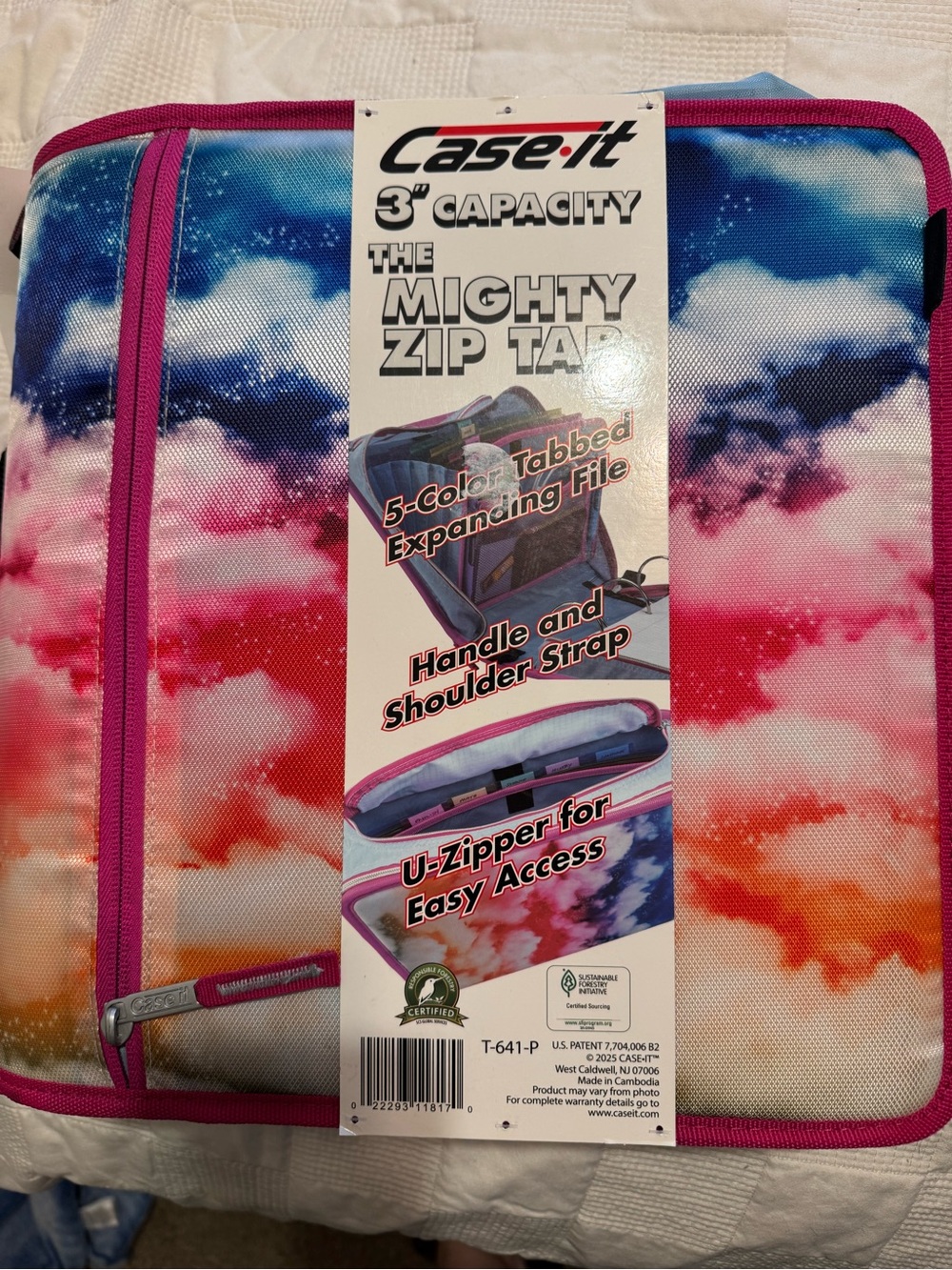 Case-it The Mighty Zip Tab 3" Capacity Kids Binder - Pink Blue Multi